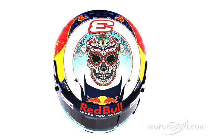 Diseño de casco especial de Daniel Ricciardo, Red Bull Racing, para el GP de México.