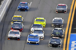 Denny Hamlin, Joe Gibbs Racing, Toyota Camry FedEx Cares, Kyle Larson, Chip Ganassi Racing, Chevrolet Camaro Credit One Bank and Ty Dillon, Germain Racing, Chevrolet Camaro GEICO Military