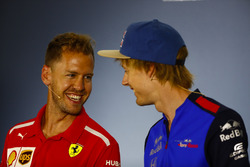 Sebastian Vettel, Ferrari, and Brendon Hartley, Toro Rosso, in the Press conference