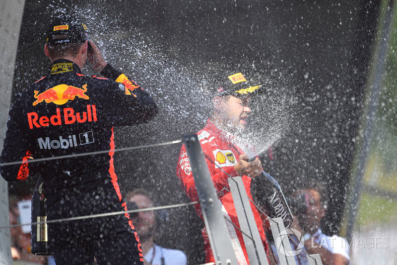 Max Verstappen, Red Bull Racing y Sebastian Vettel, Ferrari