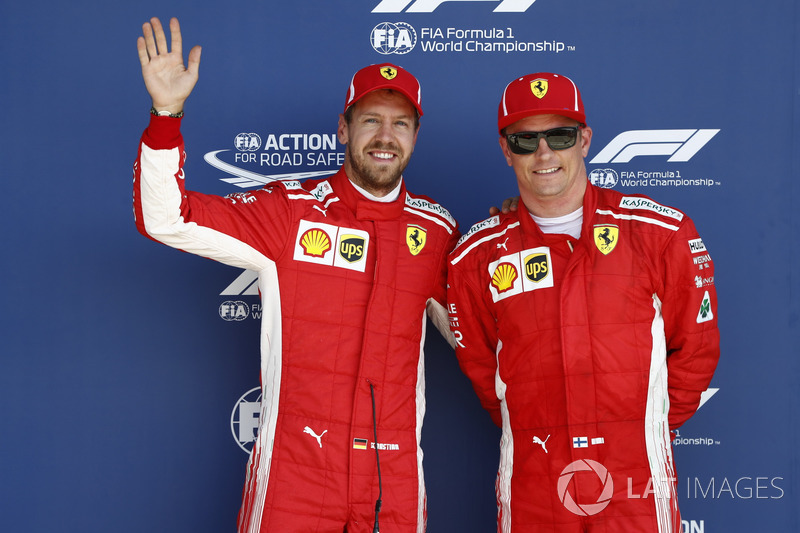 Sebastian Vettel, Ferrari, e Kimi Raikkonen, Ferrari