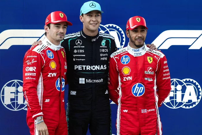 Charles Leclerc, Ferrari, George Russell, Mercedes, Lewis Hamilton, Ferrari