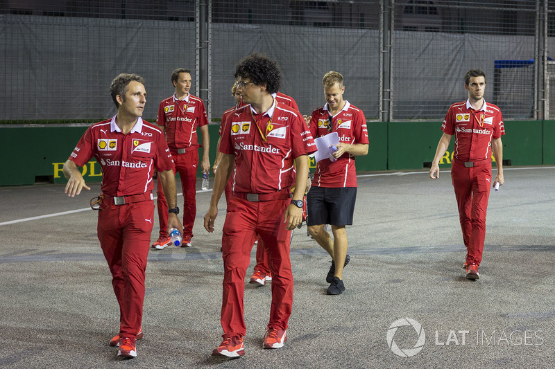 Sebastian Vettel, Ferrari walks the track