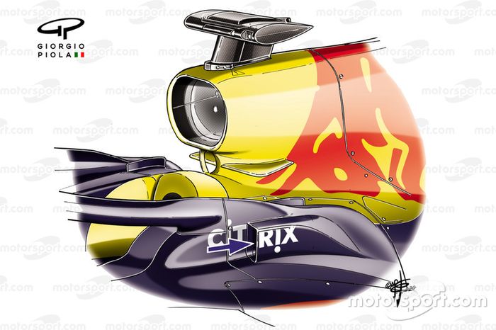 Detalle de refrigeración del Red Bull Racing RB16