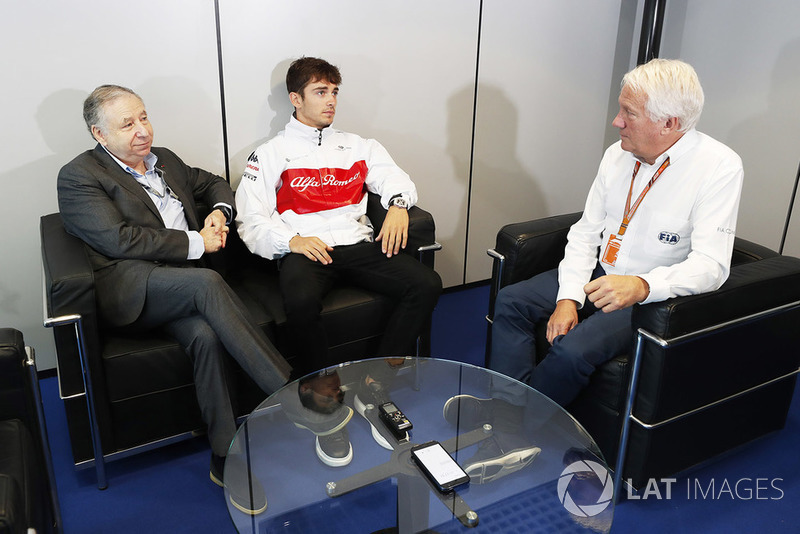 Charlie Whiting, Jean Todt, FIA President, Charles Leclerc, Sauber F1 Team