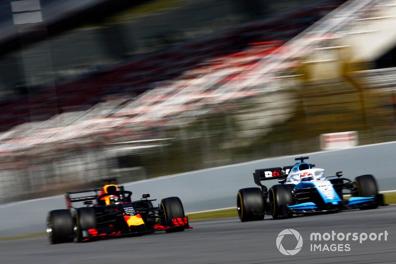Pierre Gasly, Red Bull Racing RB15 e George Russell, Williams FW42
