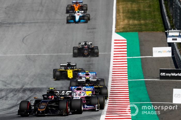 Kevin Magnussen, Haas F1 Team VF-19, Sergio Perez, Racing Point RP19, Nico Hulkenberg, Renault F1 Team R.S. 19, Lance Stroll, Racing Point RP19, Daniel Ricciardo, Renault F1 Team R.S.19