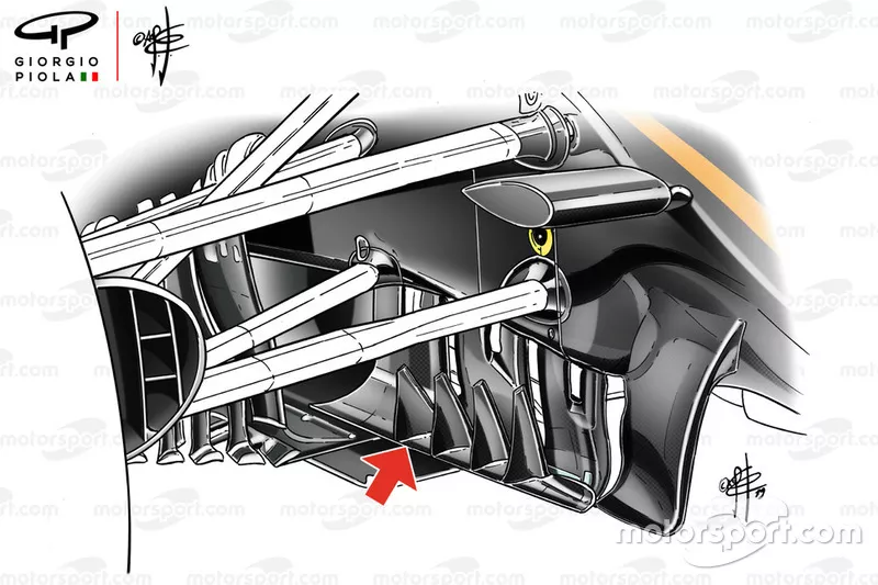Haas F1 Team VF-19 turning vanes detail