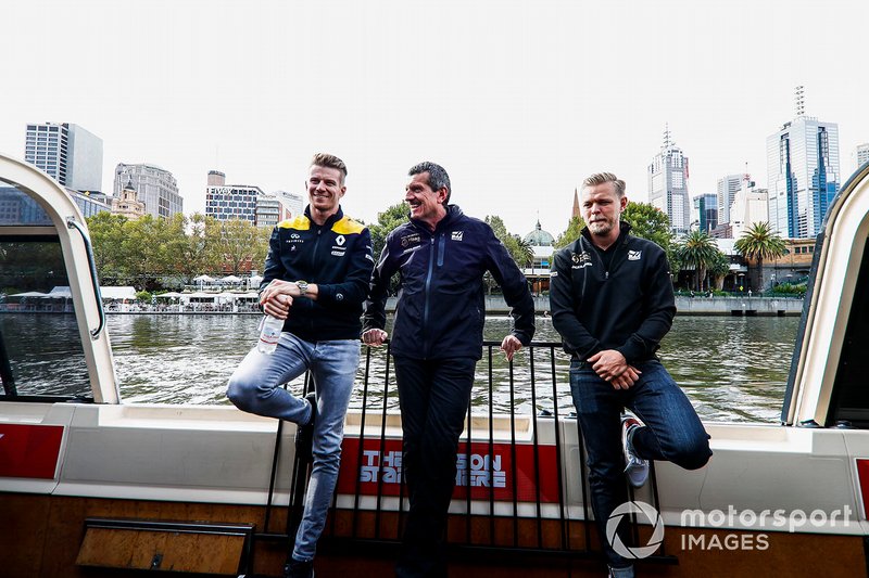 Nico Hulkenberg, Renault F1 Team, Guenther Steiner, Haas F1 en Kevin Magnussen, Haas F1 Team