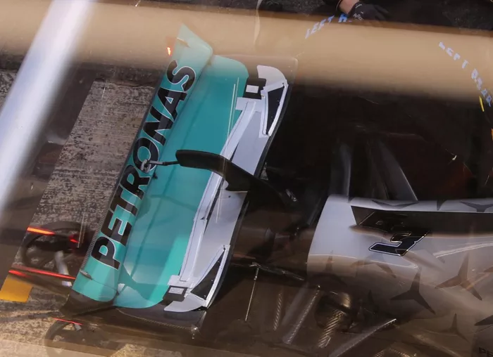 Mercedes W13 rear wing detail