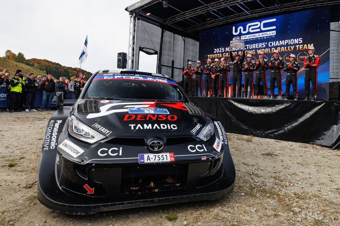Podium: Juka Kankkunen with the Toyota Gazoo Racing WRT team