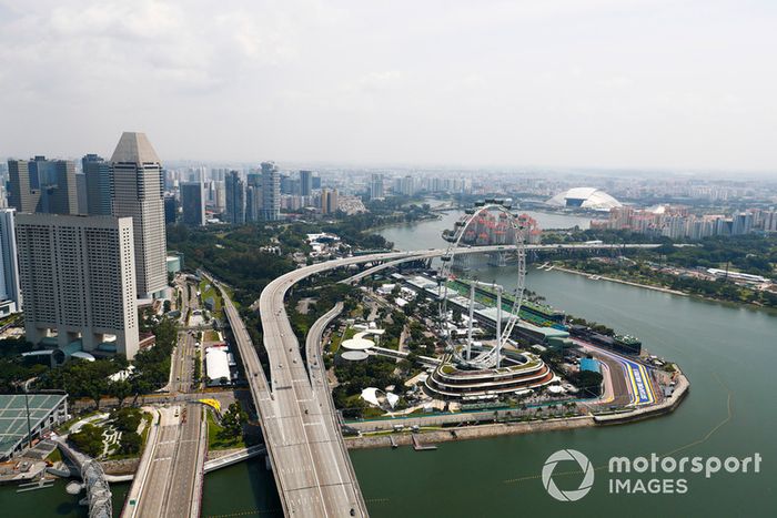 Una vista panorámica de Singapur y el circuito Marina Bay