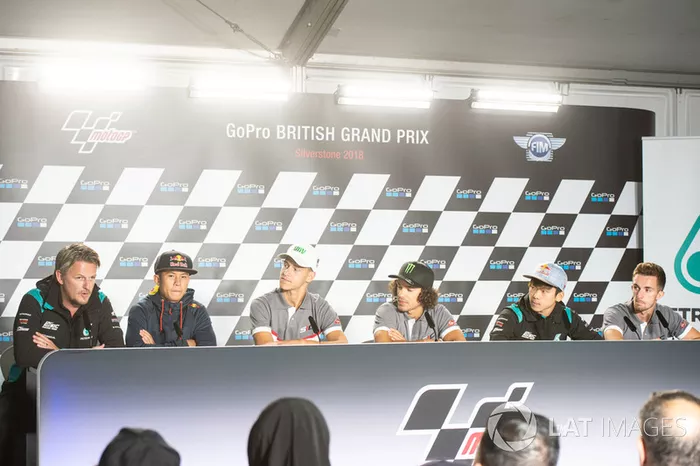 Fabio Quartararo, Franco Morbidelli, and other team members of Petronas Yamaha Sepang Racing