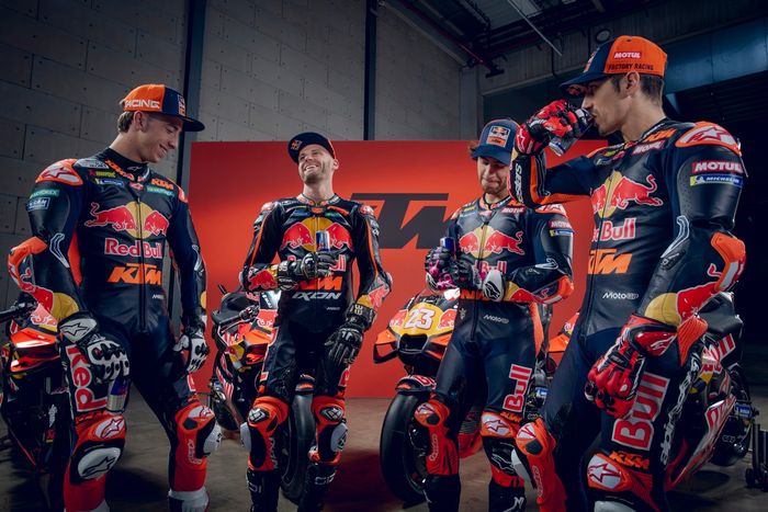Pedro Acosta, Red Bull KTM Tim Pabrik Balap, Brad Binder, Red Bull KTM Tim Pabrik Balap, Enea Bastianini, Red Bull KTM Tech 3, Maverick Vinales, Red Bull KTM Tech 3
