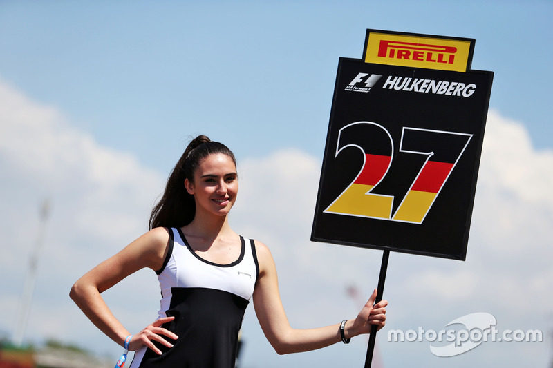 Grid girl for Nico Hulkenberg, Sahara Force India F1