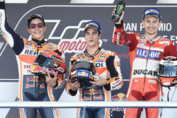 Podium: Race winner Dani Pedrosa, Repsol Honda Team, second place Marc Marquez, Repsol Honda Team, third place Jorge Lorenzo, Ducati Team