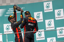 Daniel Ricciardo, Red Bull Racing and race winner Max Verstappen, Red Bull Racing celebrate on the podium