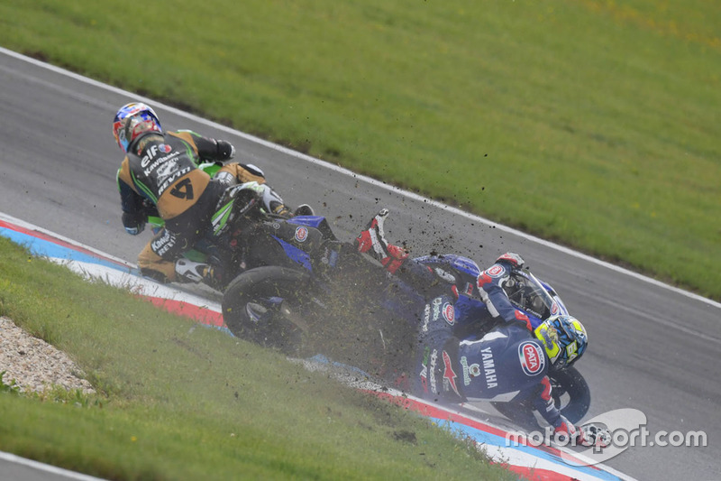 Kenan Sofuoglu, Kawasaki Puccetti Racing, Düşen Federico Caricasulo, GRT Yamaha Official WorldSSP Team