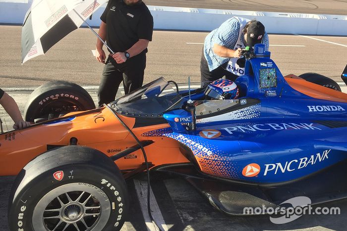 Scott Dixon, Chip Ganassi Racing Honda prueba el nuevo aeroscreen