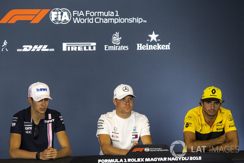 Esteban Ocon, Force India F1, Valtteri Bottas, Mercedes-AMG F1 and Carlos Sainz Jr., Renault Sport F1 Team
