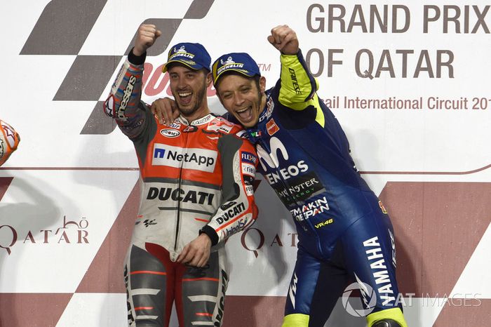 Ganador, Andrea Dovizioso, Ducati Team, tercero, Valentino Rossi, Yamaha Factory Racing