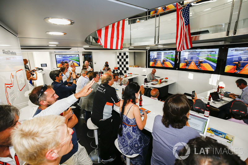 The McLaren team lay on an American celebration to celebrate the efforts of their driver Fernando Al