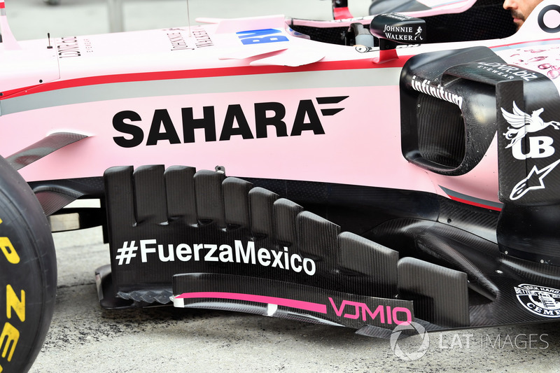 Detalle aerodinámico y del bargeboard del Sahara Force India VJM10