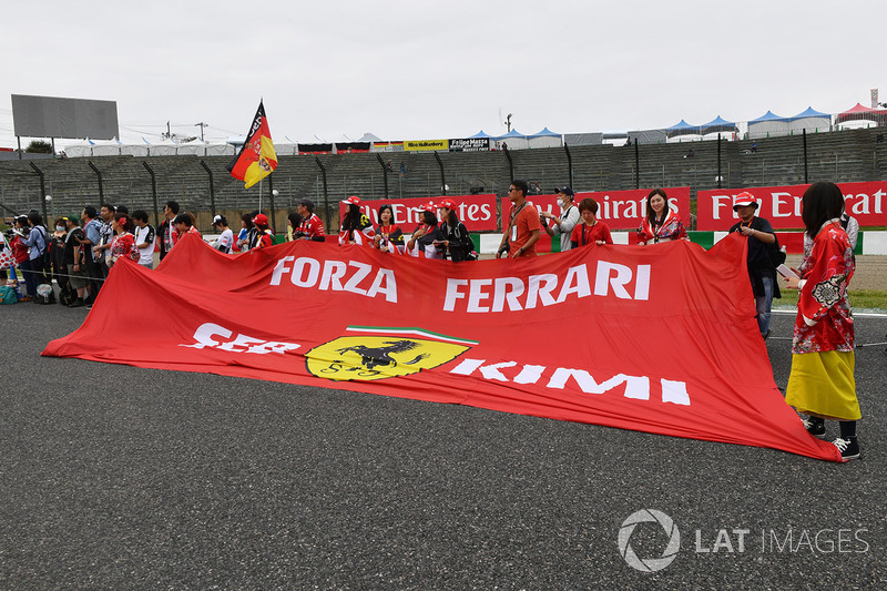 Ferrari fans and giant Ferrari flag