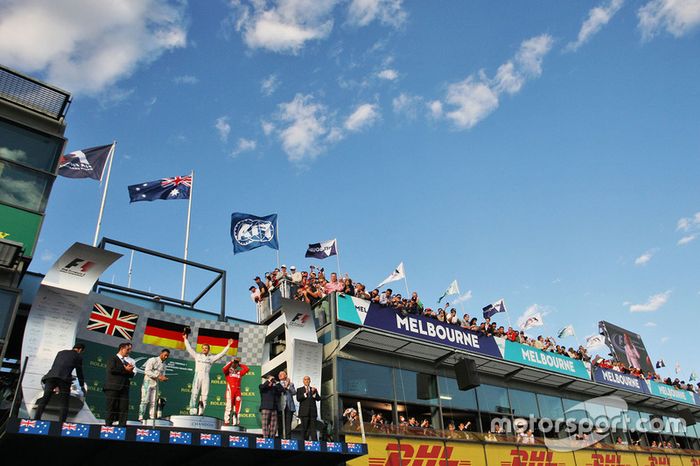 Podio: ganador Nico Rosberg, Mercedes AMG F1 Team, segundo lugar Lewis Hamilton, Mercedes AMG F1 Team, tercer lugar Sebastian Vettel, Ferrari