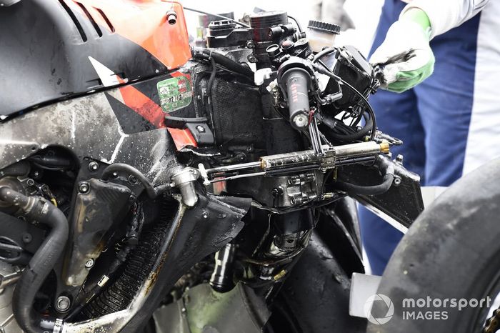 Moto de Lorenzo Savadori, Aprilia Racing Team Gresini tras el incendio