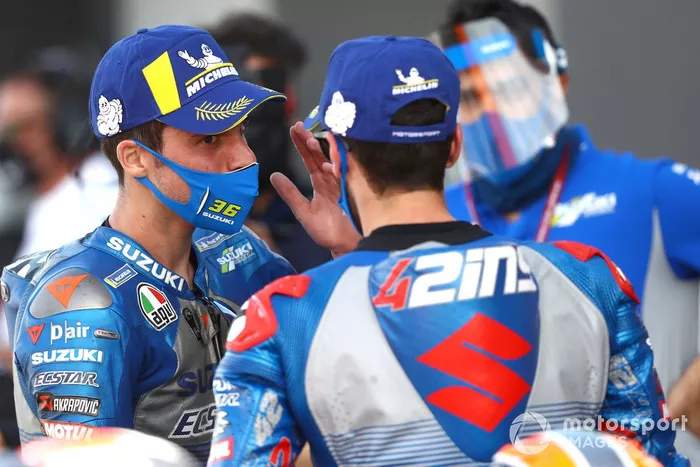 Ganador Joan Mir, Team Suzuki MotoGP, segundo lugar Alex Rins, Team Suzuki MotoGP