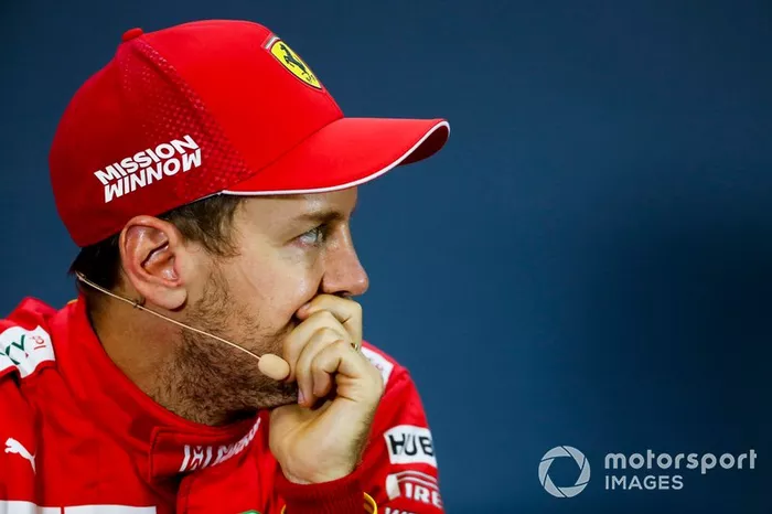 Sebastian Vettel, Ferrari, durante la conferenza stampa