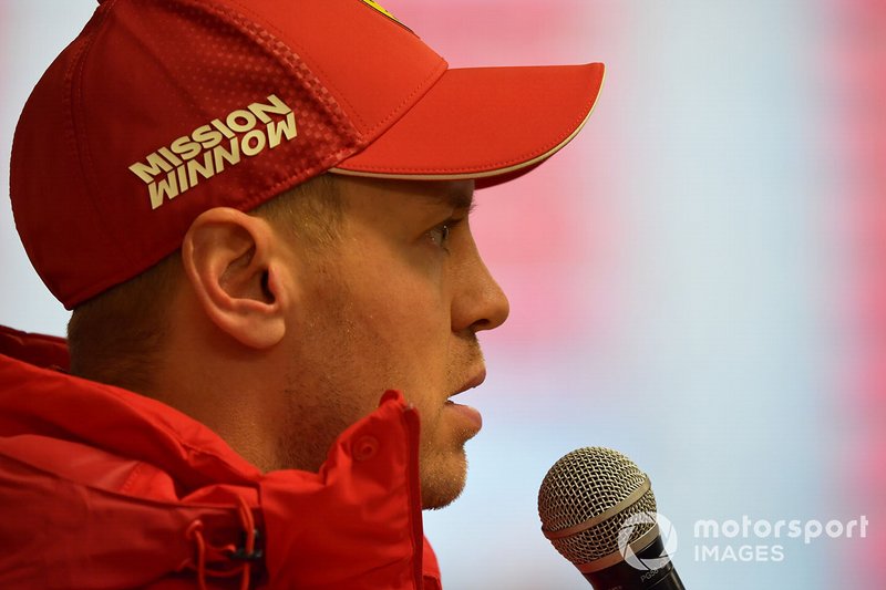 Sebastian Vettel, Ferrari talks with the media