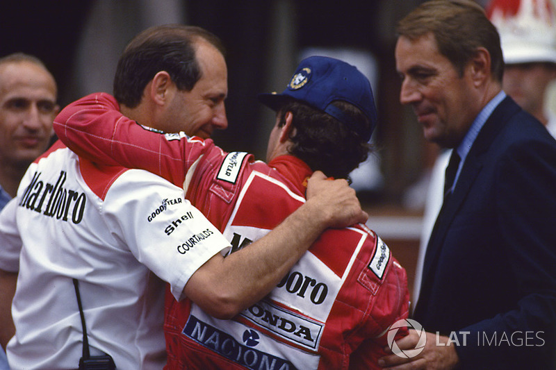 Le vainqueur Ayrton Senna, McLaren, Ron Dennis, Mclaren