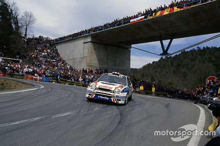 Didier Auriol, Denis Giraudet, Toyota Corolla WRC, en el Rally de Catalunya 1998