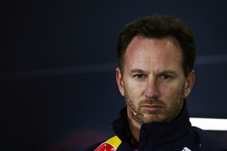 Christian Horner, Red Bull Racing Team Principal, durante la conferenza stampa
