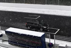Course car as snow stops testing