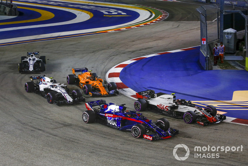 Brendon Hartley, Scuderia Toro Rosso STR13, Kevin Magnussen, Haas F1 Team VF-18, Sergey Sirotkin, Williams FW41 y Stoffel Vandoorne, McLaren MCL33