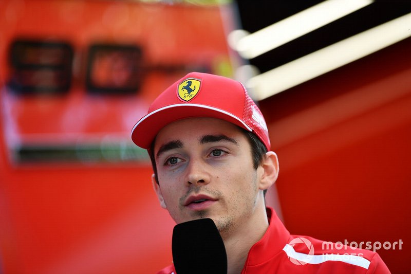 Charles Leclerc, Ferrari talks with the media