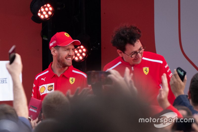 Sebastian Vettel, Ferrari, Mattia Binotto, Team Principal Ferrari