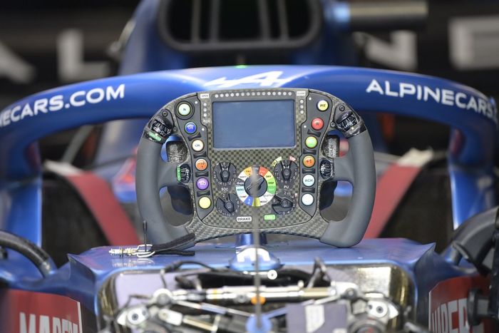 Detalle del volante del Alpine A521