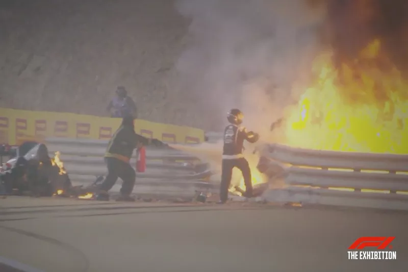 El coche de Romain Grosjean de su accidente de 2020