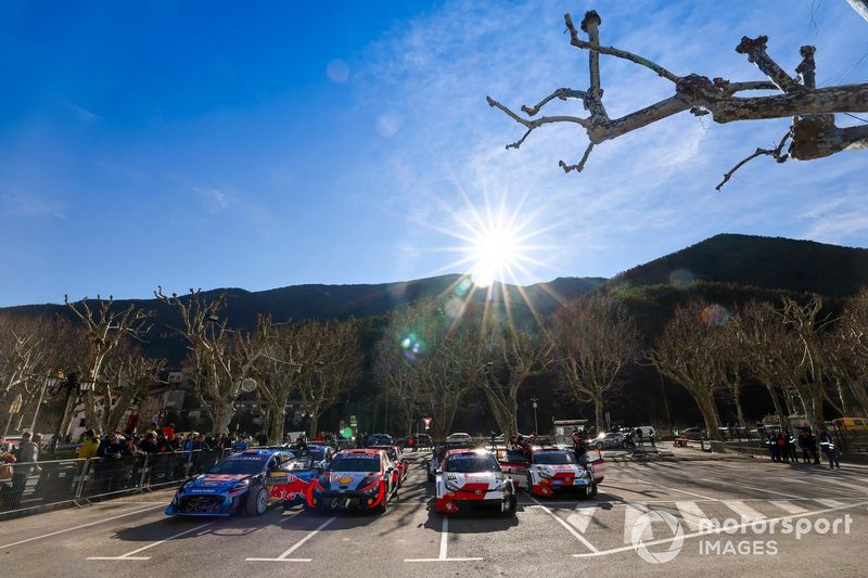 Ott Tänak, Martin Järveoja, M-Sport Ford World Rally Team Ford Puma Rally1, Dani Sordo, Candido Carrera, Hyundai World Rally Team Hyundai i20 N Rally1, Takamoto Katsuta, Aaron Johnston, Toyota Gazoo Racing WRT NG Toyota GR Yaris Rally1, Elfyn Evans, Scott Martin, Toyota Gazoo Racing WRT Toyota GR Yaris Rally1