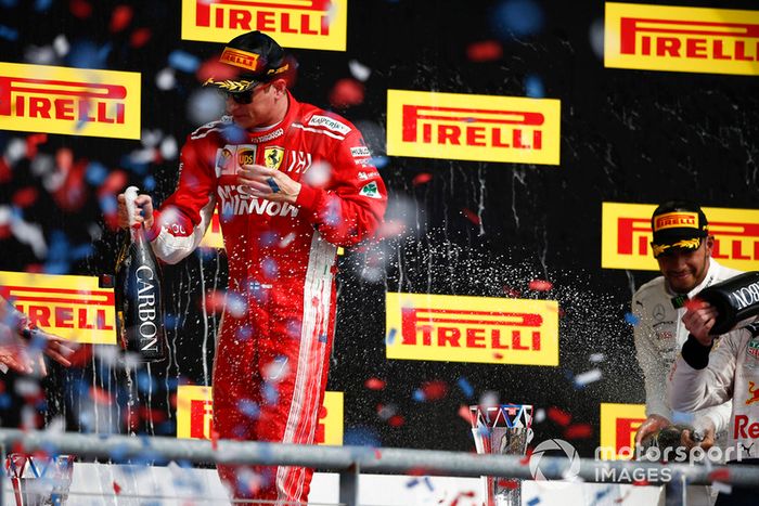 Podio:  ganador de la carrera Kimi Raikkonen, Ferrari 
