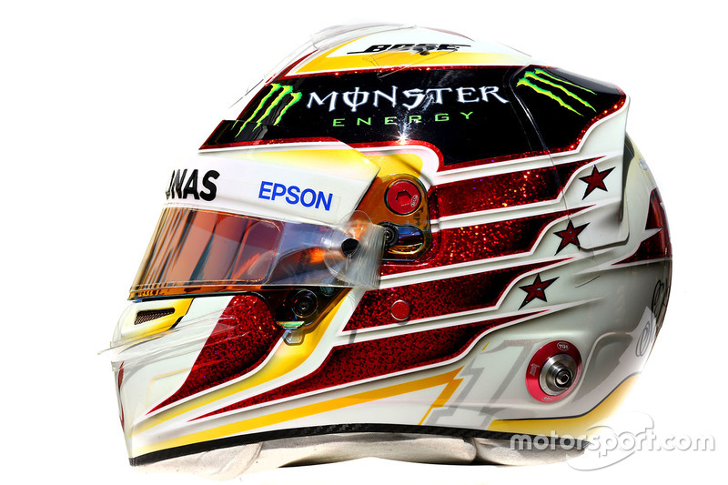 De helm van Lewis Hamilton, Mercedes AMG F1