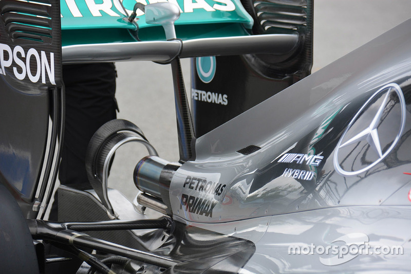 Détails de l'arrière de la Mercedes AMG F1 W07