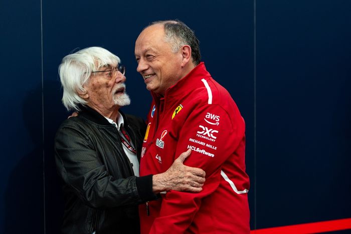 Ferrari Team Principal Frederic Vasseur, Bernie Ecclestone