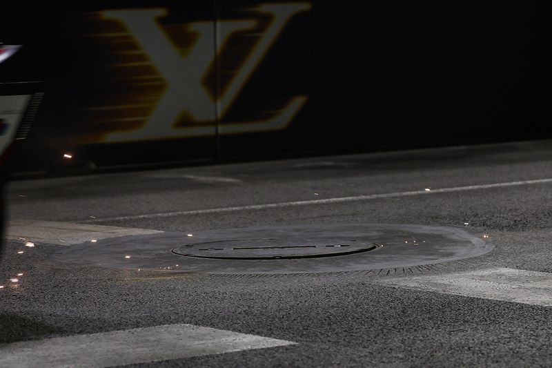 A manhole cover comes loose after 