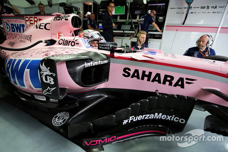 Sergio Perez, Sahara Force India F1 VJM10, Meksika'daki depremzedelere mesaj