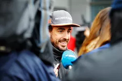 Fernando Alonso, McLaren, is interviewed